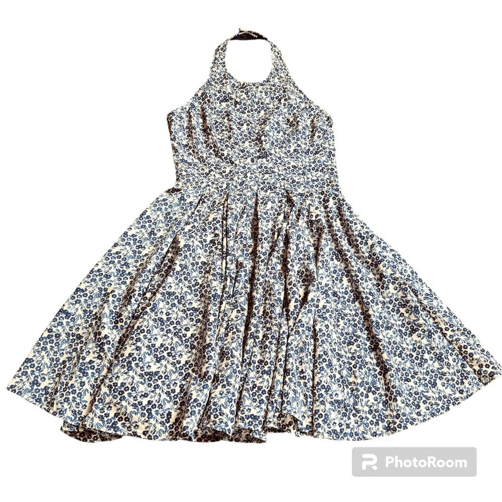 Jessica Simpson Floral Halter Dress Womens 2 Smocked Pinup Spring Summer Party